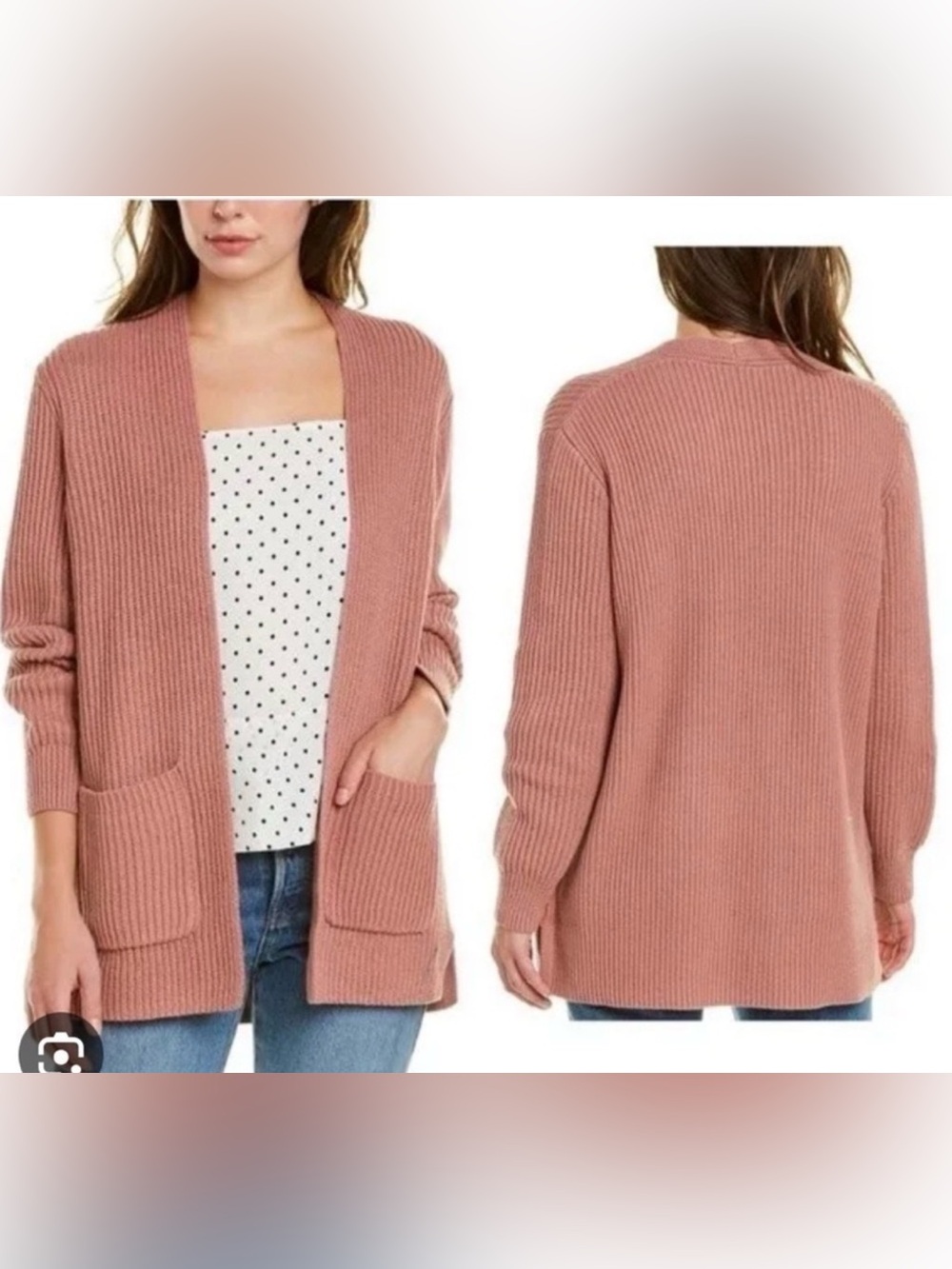 Madewell Ribbed Open-Front Cardigan - Rose